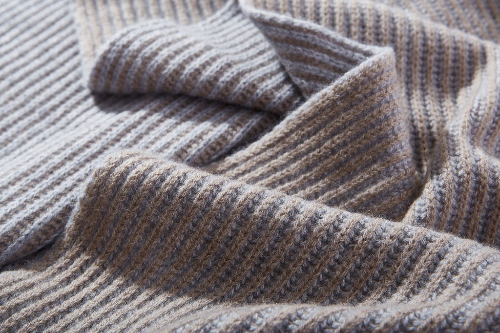 Cashmere Stripe Scarf, Grey