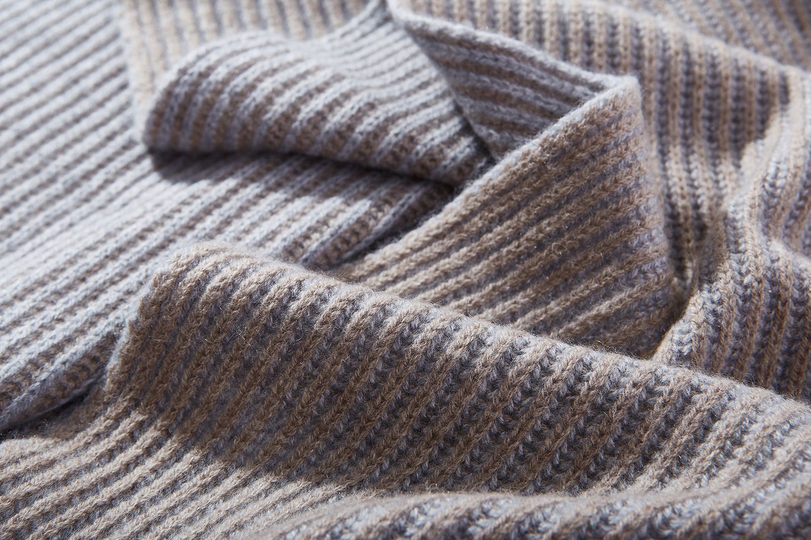 Cashmere Stripe Scarf, Grey