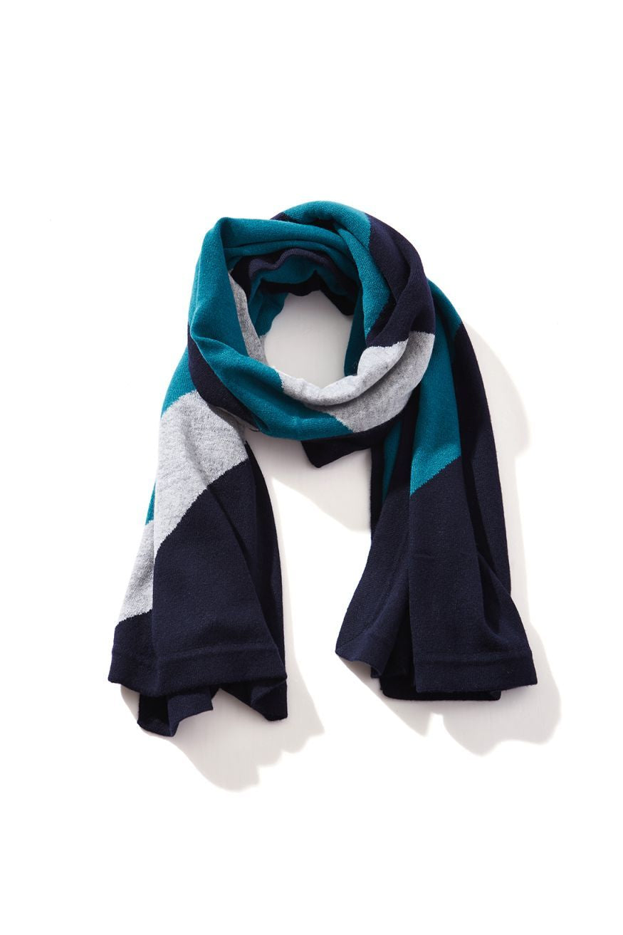 Hand Knitted Arrow Cashmere Scarf, Navy