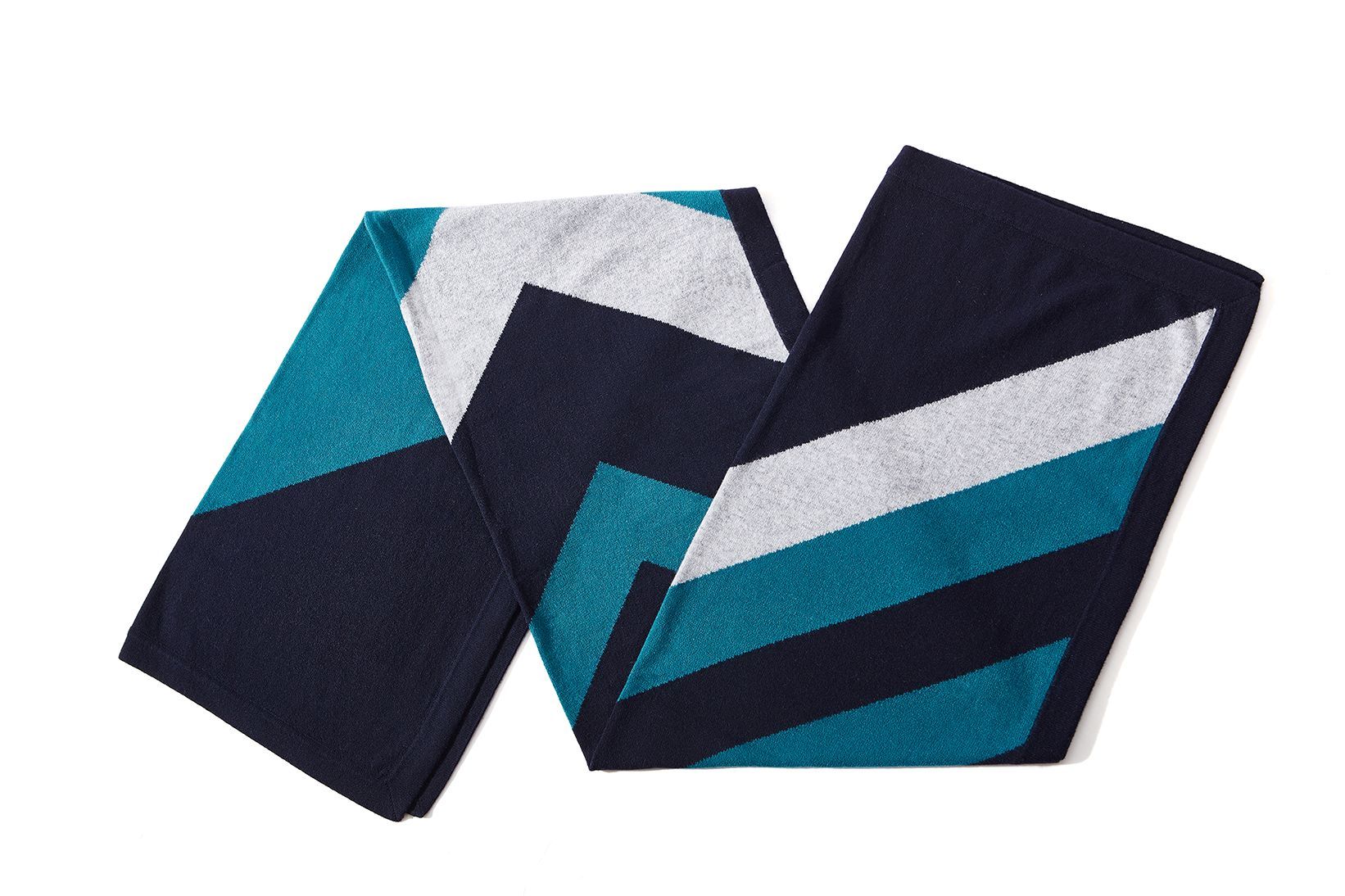 Hand Knitted Arrow Cashmere Scarf, Navy