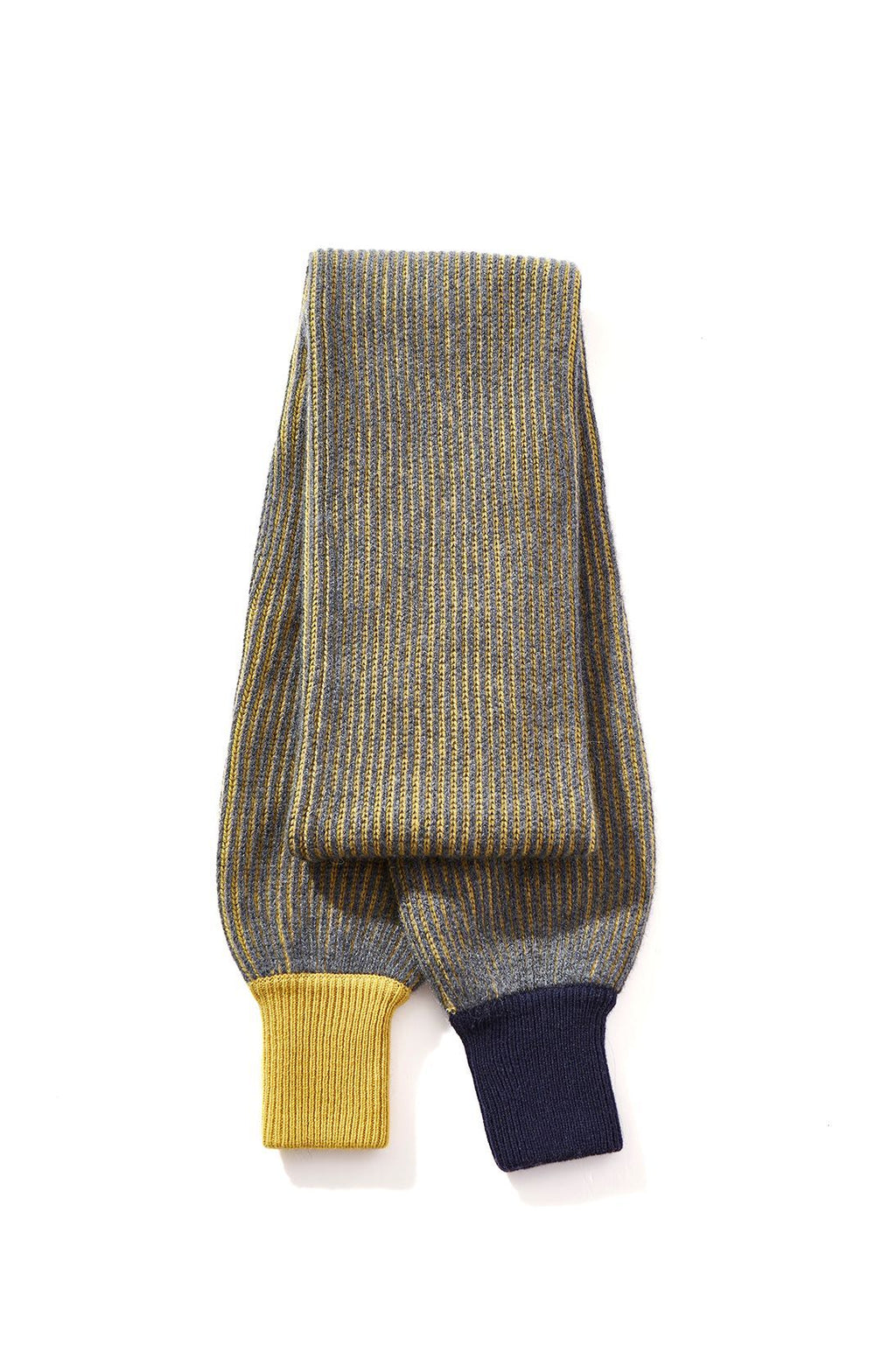 Cashmere Sleeves Scarf, Navy & Gold