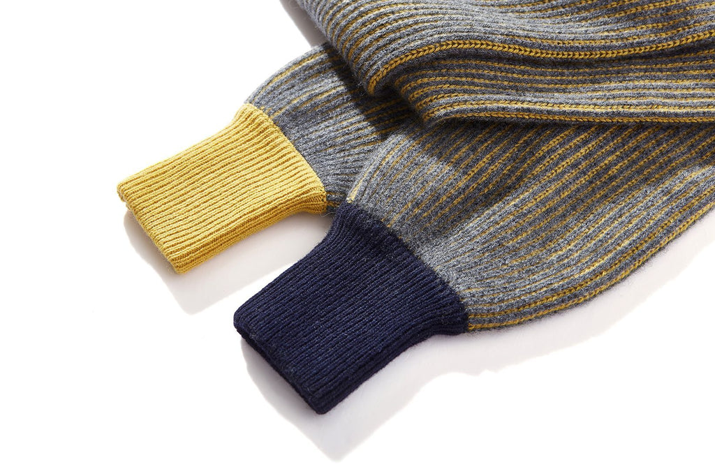 Cashmere Sleeves Scarf, Navy & Gold
