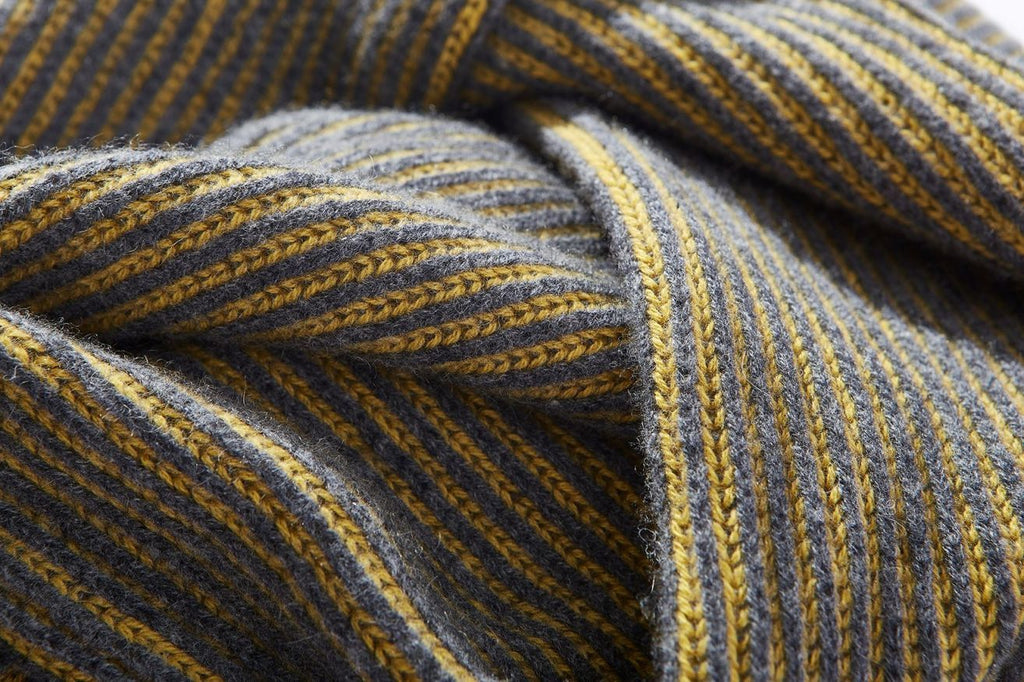 Cashmere Sleeves Scarf, Navy & Gold