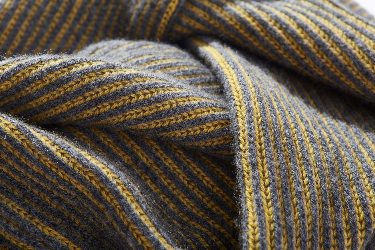 Cashmere Sleeves Scarf, Navy & Gold