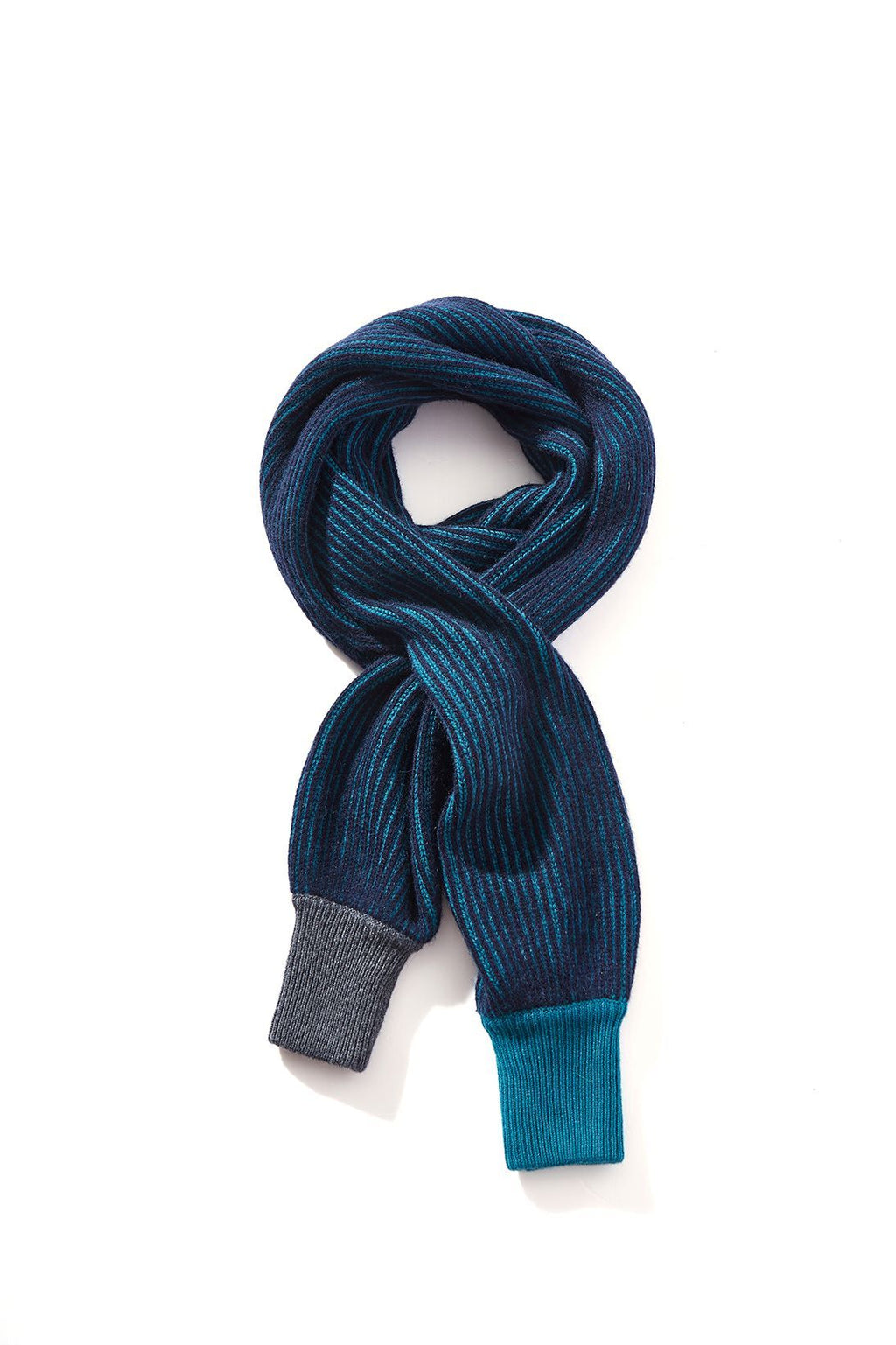 Cashmere Sleeves Scarf, Navy & Teal