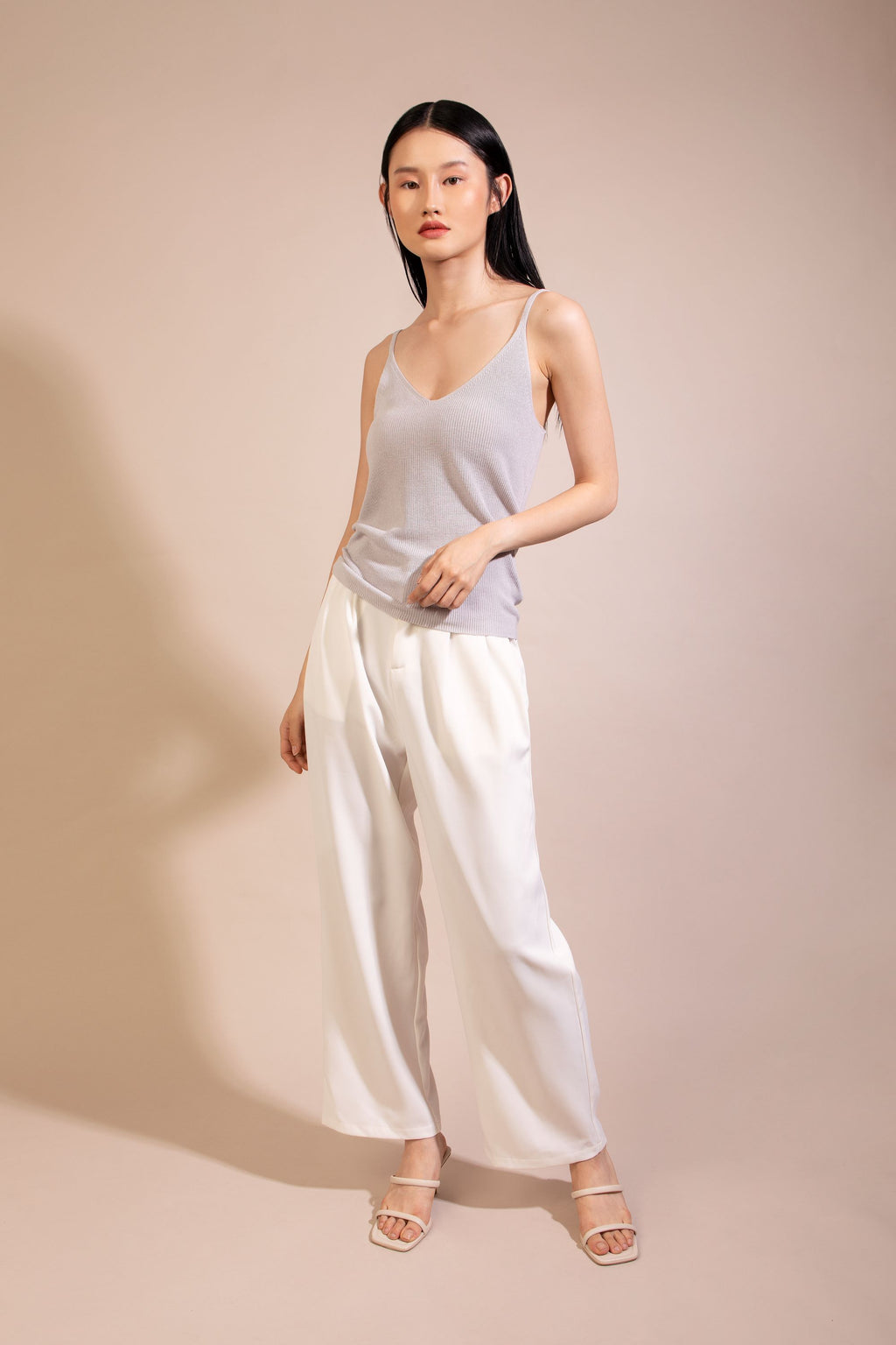 Silk Cotton Cami Top, Light Beige