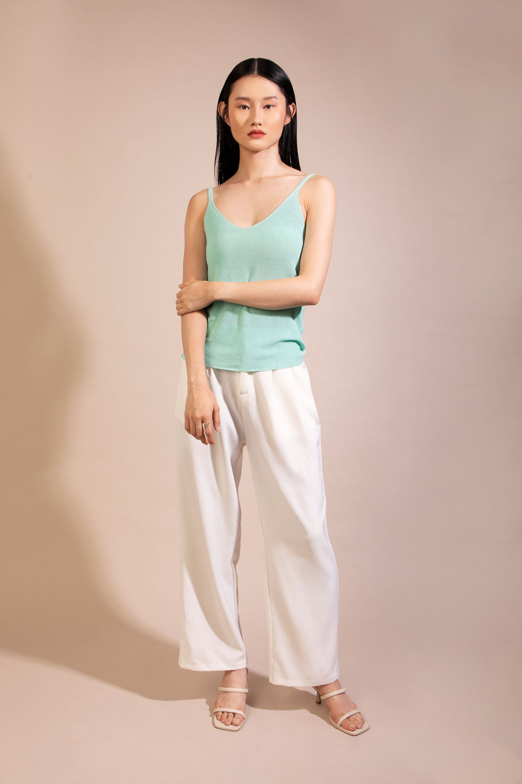 Silk Cotton Cami Top, Mint Green
