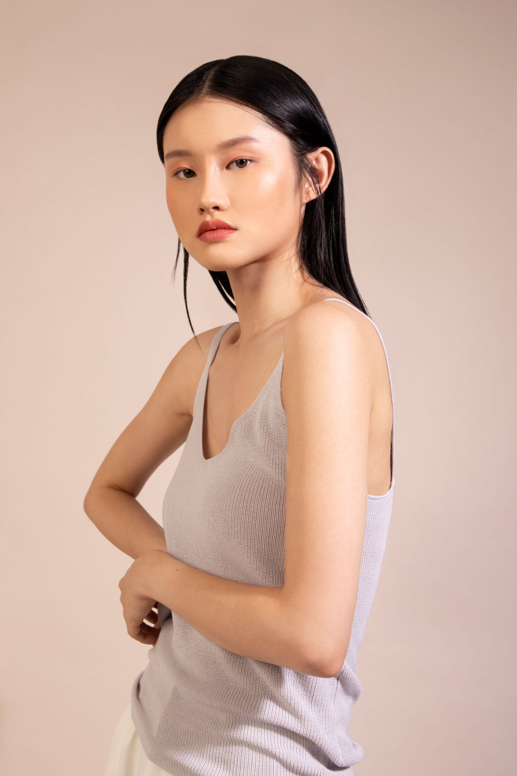 Silk Cotton Cami Top, Light Beige