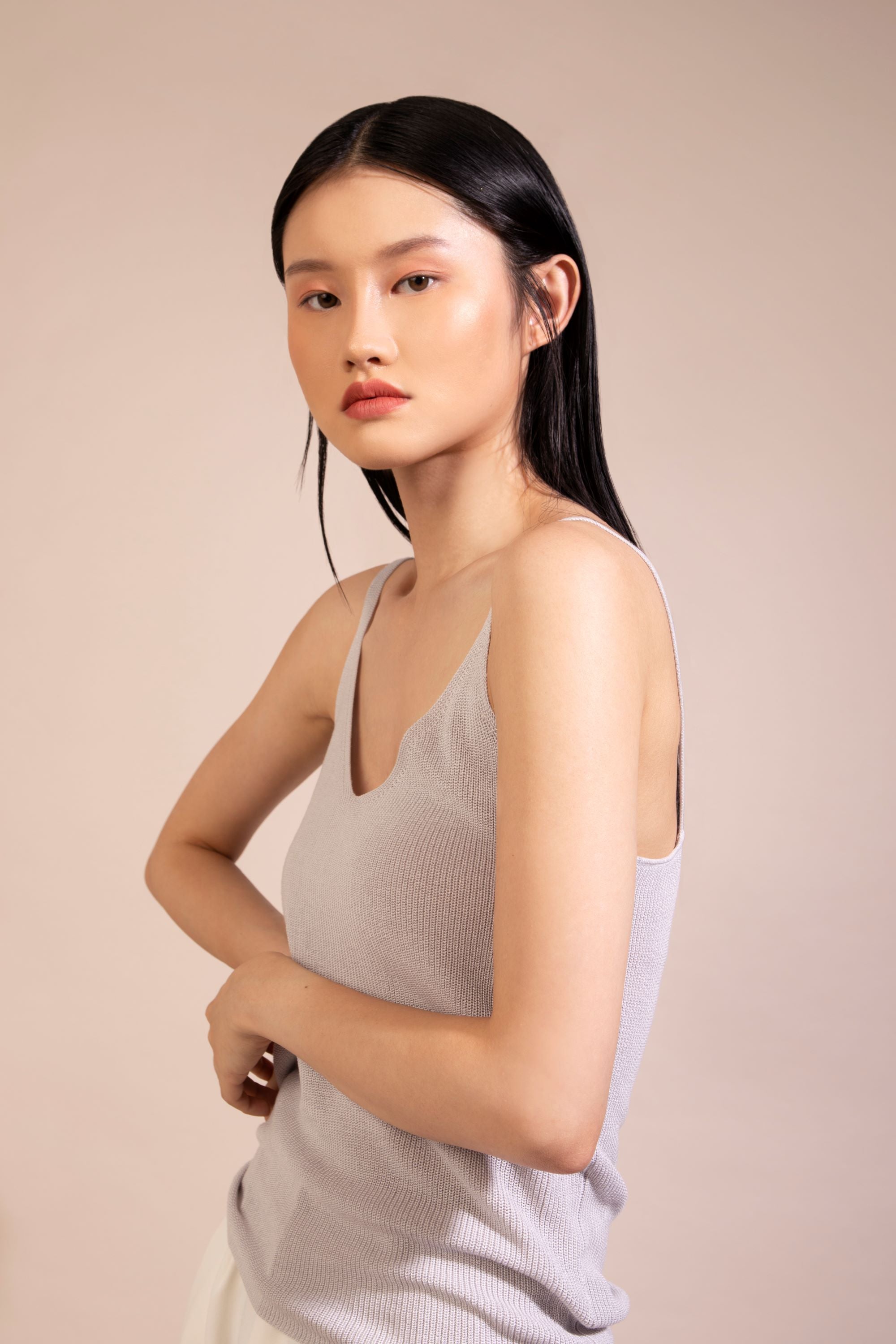 Silk Cotton Cami Top, Light Beige