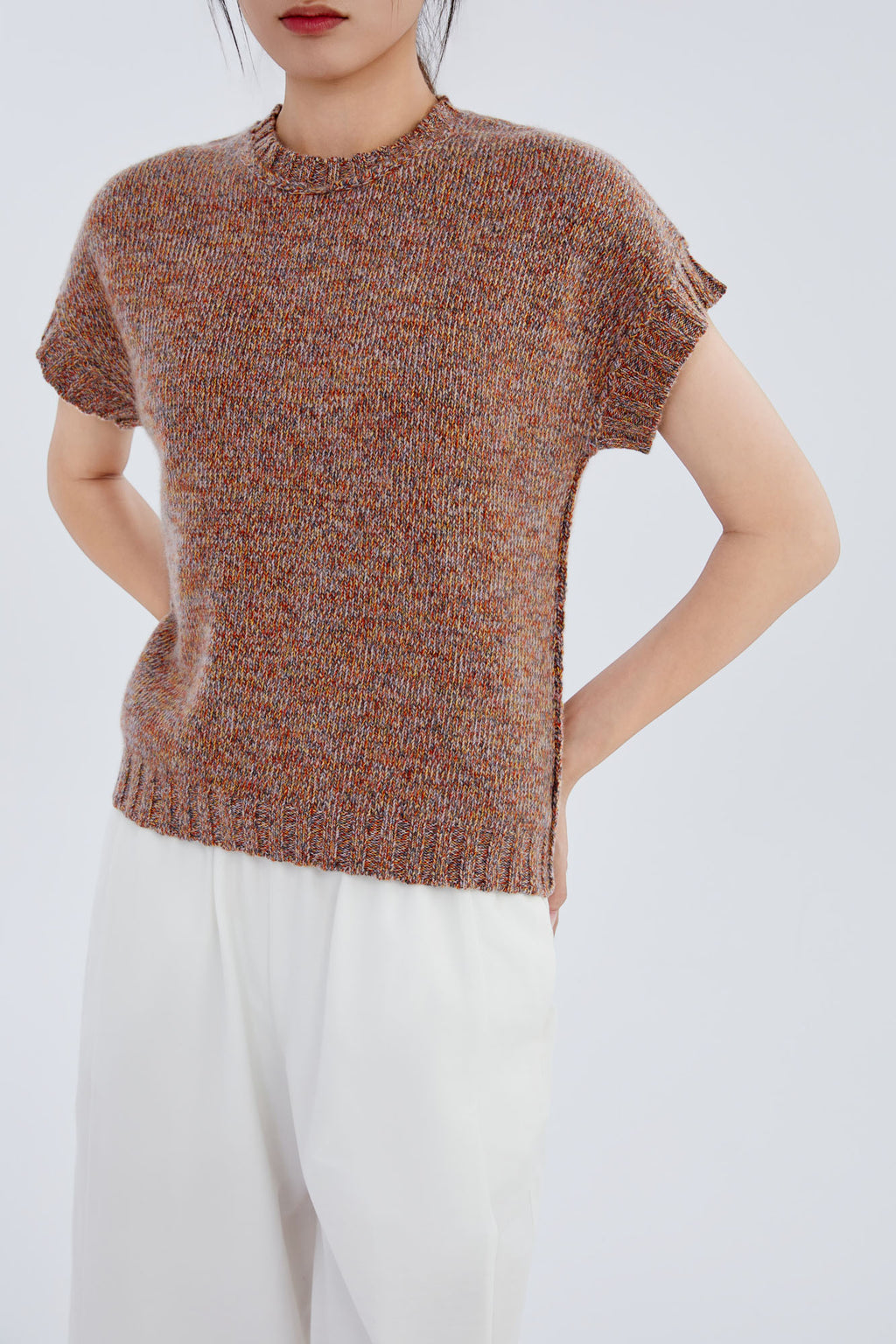Cashmere Melange Short Sleeve Sweater
