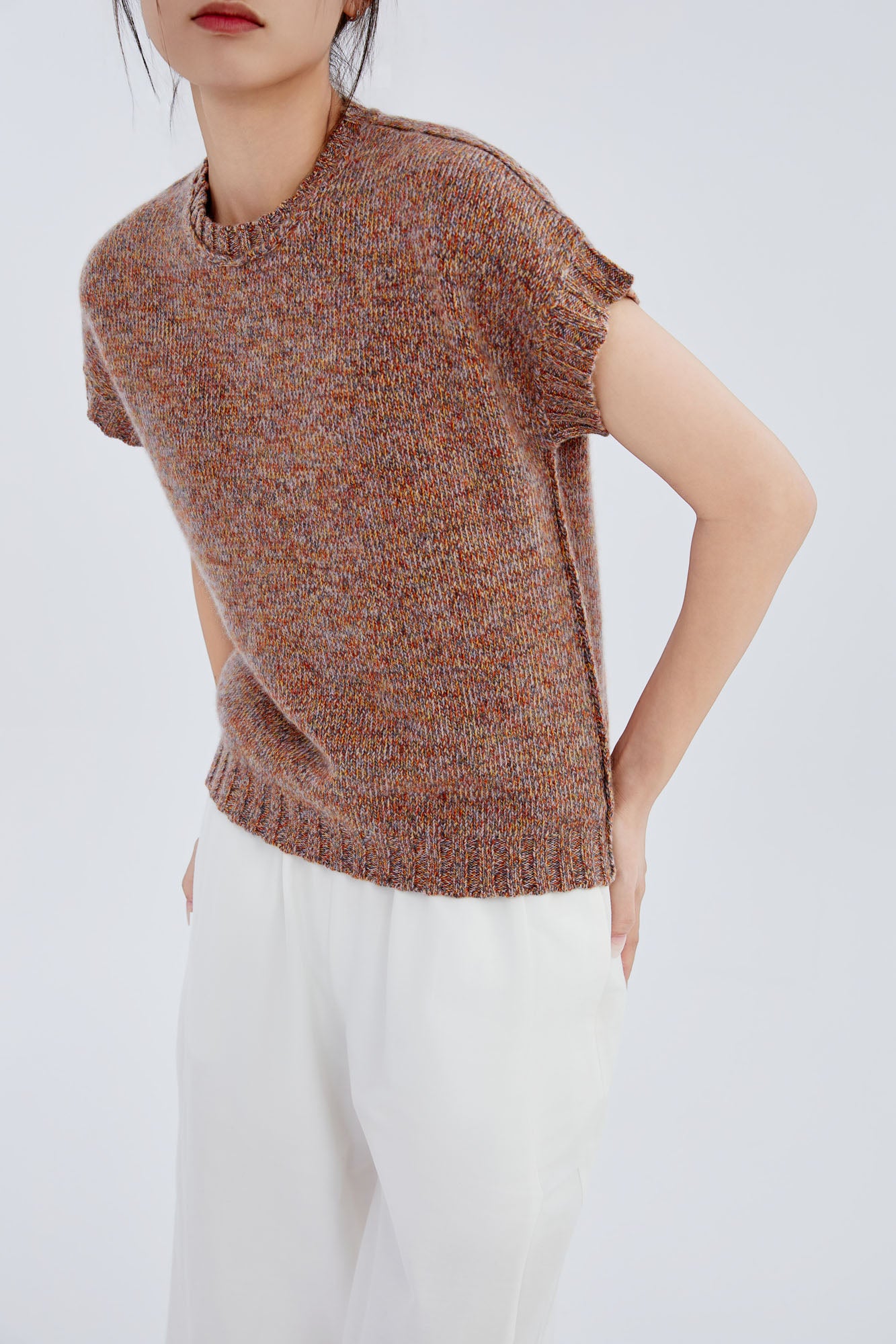 Cashmere Melange Short Sleeve Sweater