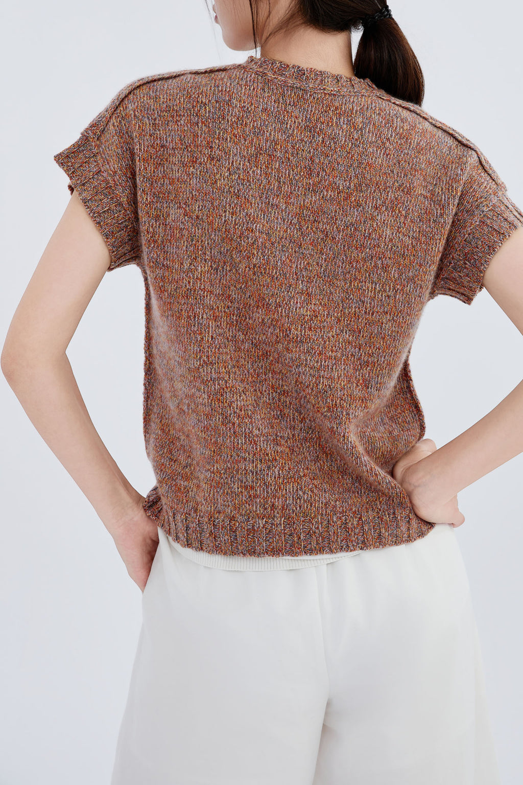 Cashmere Melange Short Sleeve Sweater