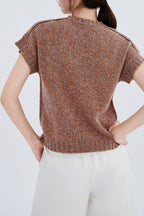 Cashmere Melange Short Sleeve Sweater