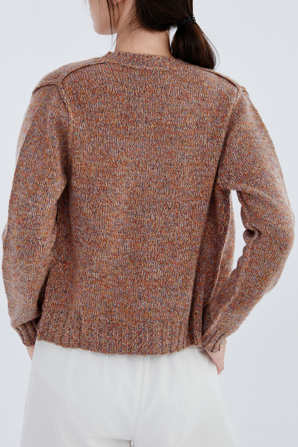 Cashmere Melange Crew Cardigan