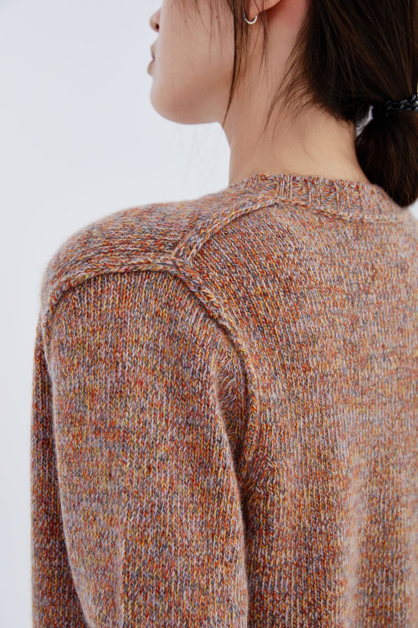 Cashmere Melange Crew Cardigan