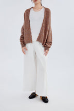 Cashmere Cropped Melange Open Cardigan