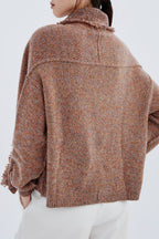 Cashmere Cropped Melange Open Cardigan