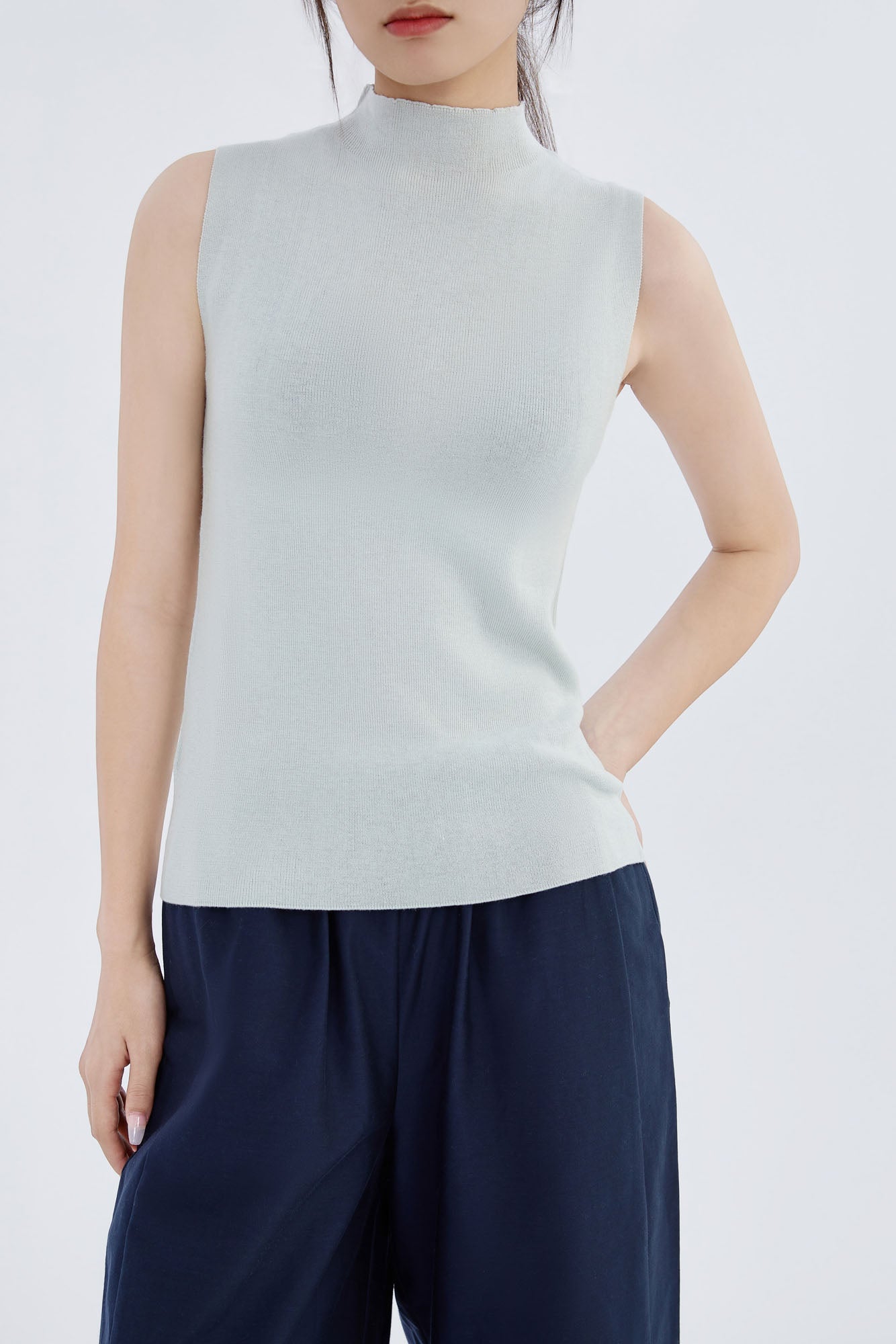Cashmere Mock Neck Tank Top