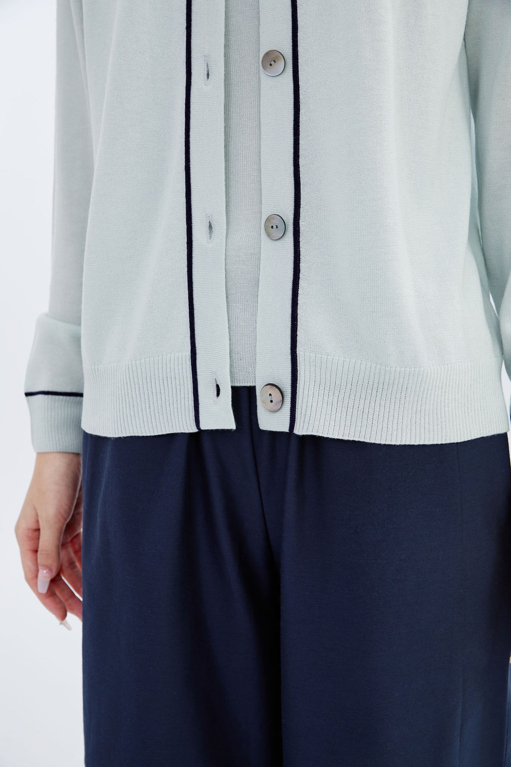 Cashmere Tipped Detail Cardigan