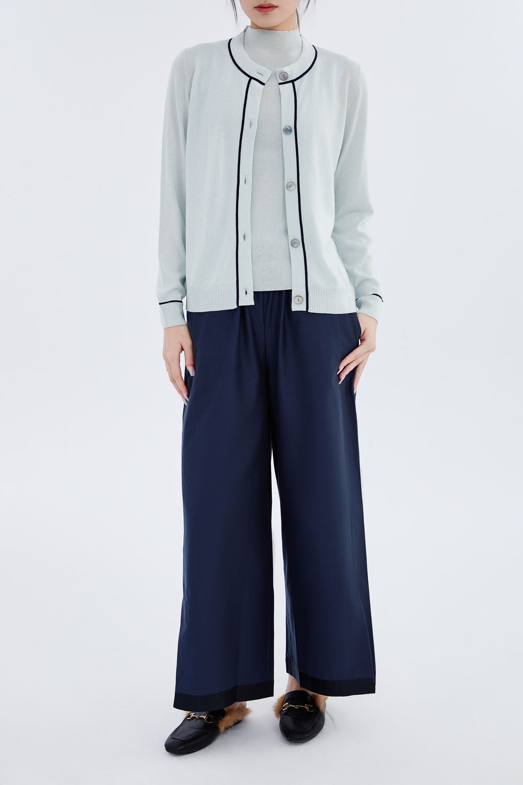 Cashmere Tipped Detail Cardigan