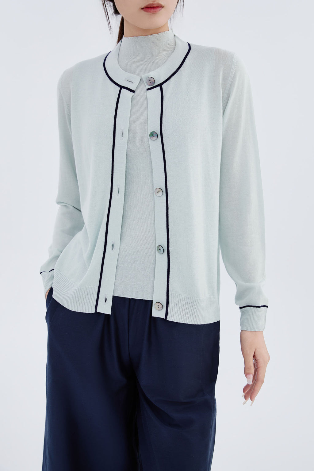 Cashmere Tipped Detail Cardigan