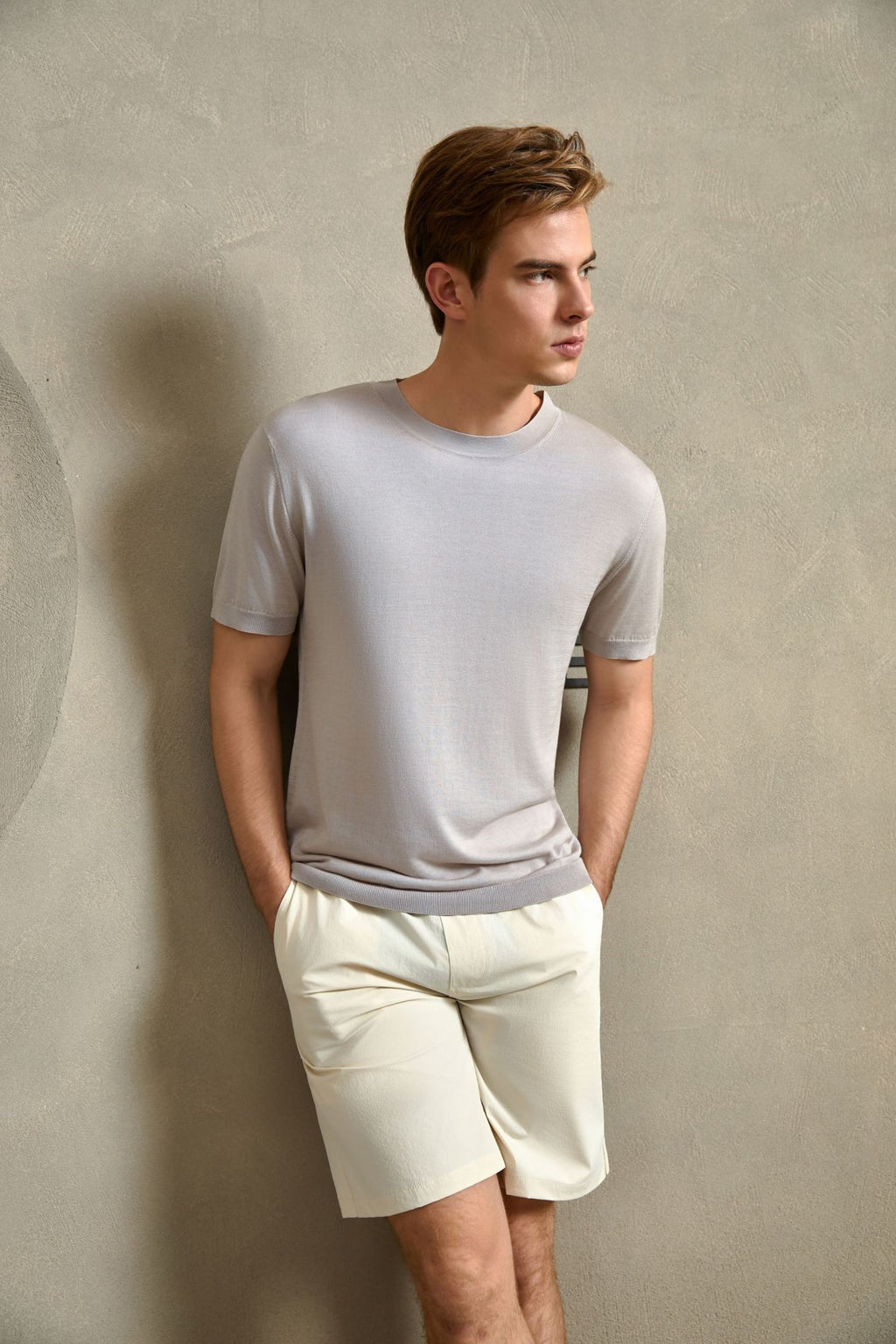 Silk & Cotton Tee, Light Grey