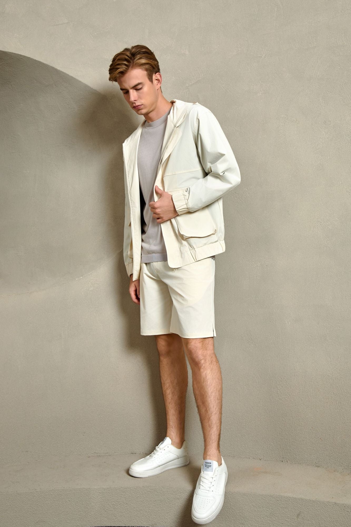 Quick Dry Hooded Windbreaker, Ivory