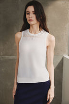 Silk Cotton Knitted-Lace Sleeveless Top