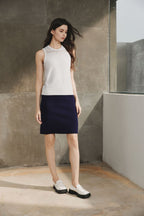 Silk Cotton Knitted-Lace Sleeveless Top