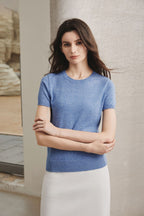Cotton Melange Short Sleeve Sweater
