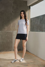 Cotton Melange Short Sleeve Sweater