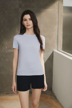 Cotton Melange Short Sleeve Sweater