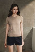 Cotton Melange Short Sleeve Sweater