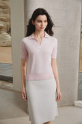 Cotton Melange Polo Short Sleeve Sweater
