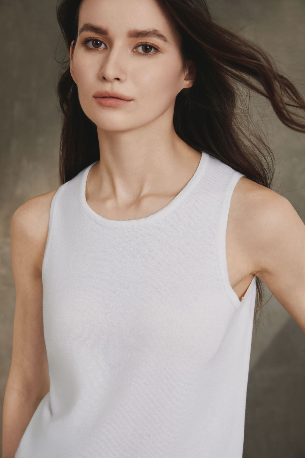 Cotton Malange Sleeveless Top, White