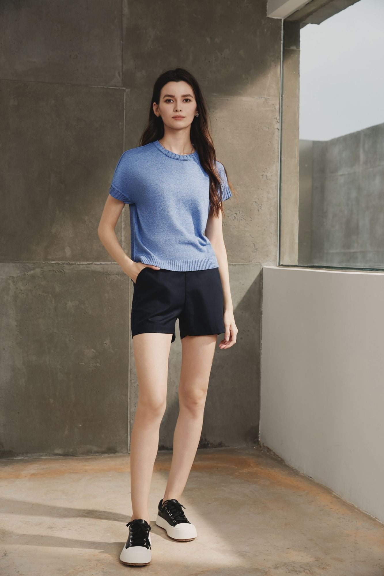 Drop Shoulder Short Sleeve Top