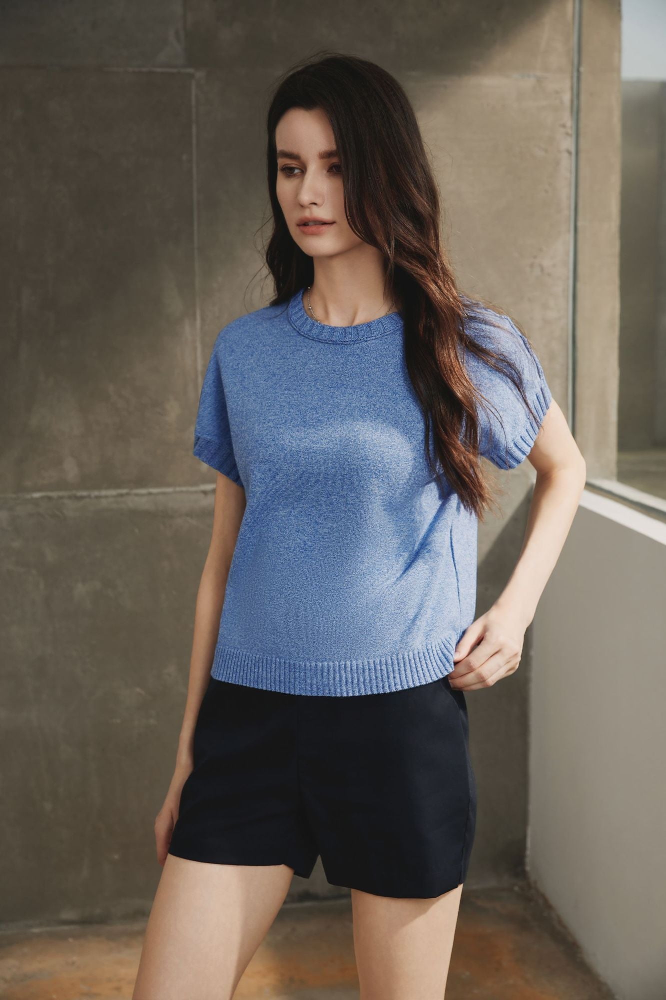 Drop Shoulder Short Sleeve Top