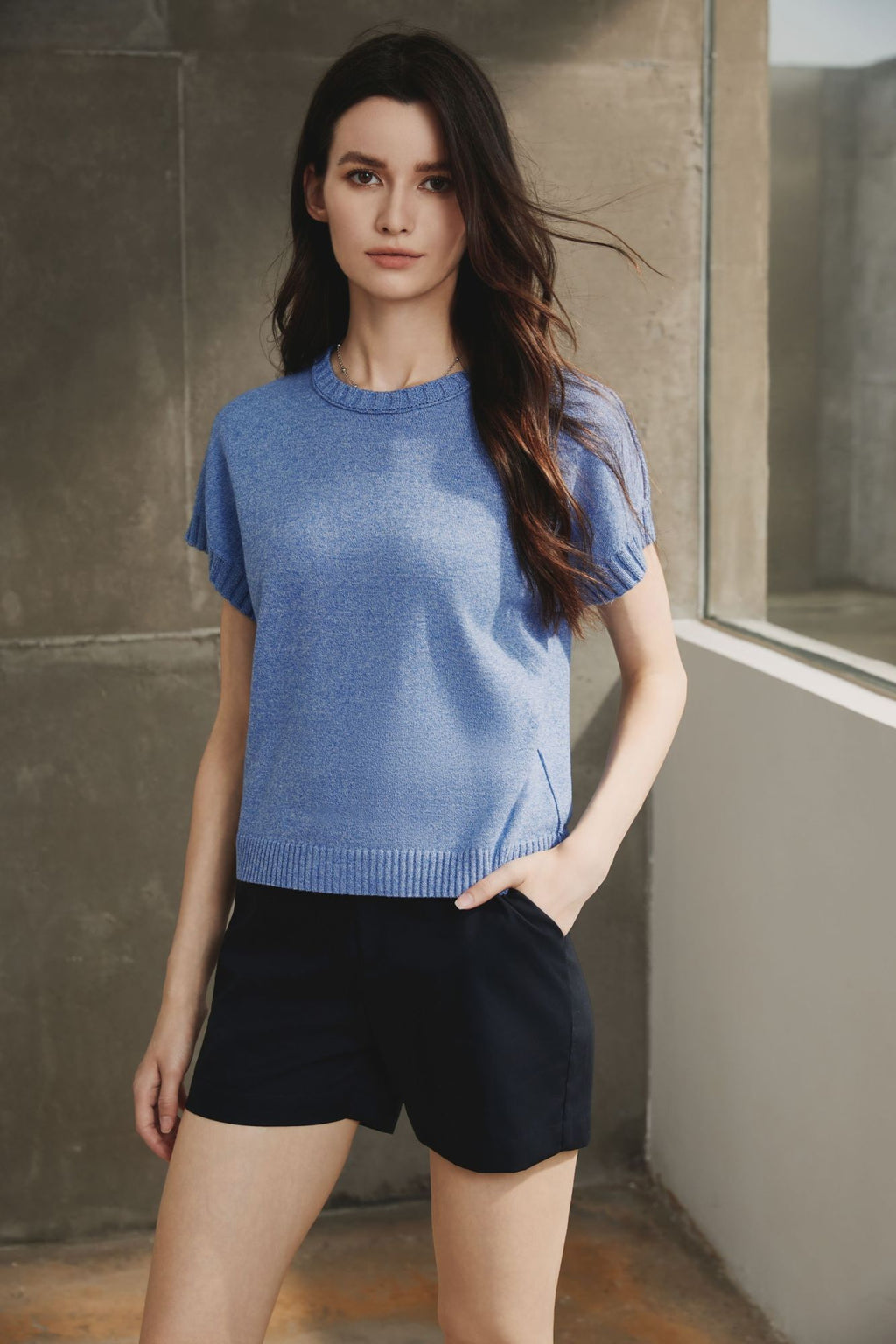 Drop Shoulder Short Sleeve Top