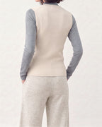 Cotton Silk V Neck Ribbed Vest