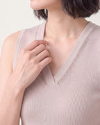 Cotton Silk V Neck Ribbed Vest