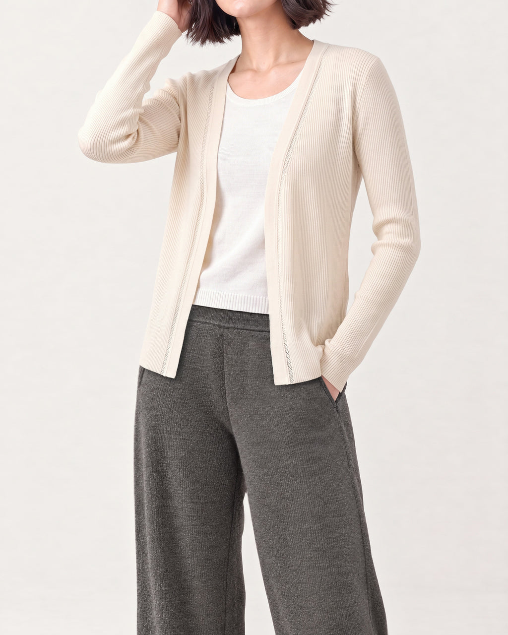 Cotton Silk Ribbed Cardigan