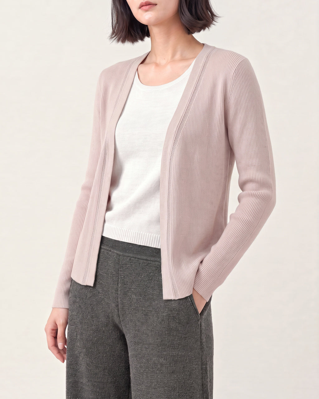 Cotton Silk Ribbed Cardigan