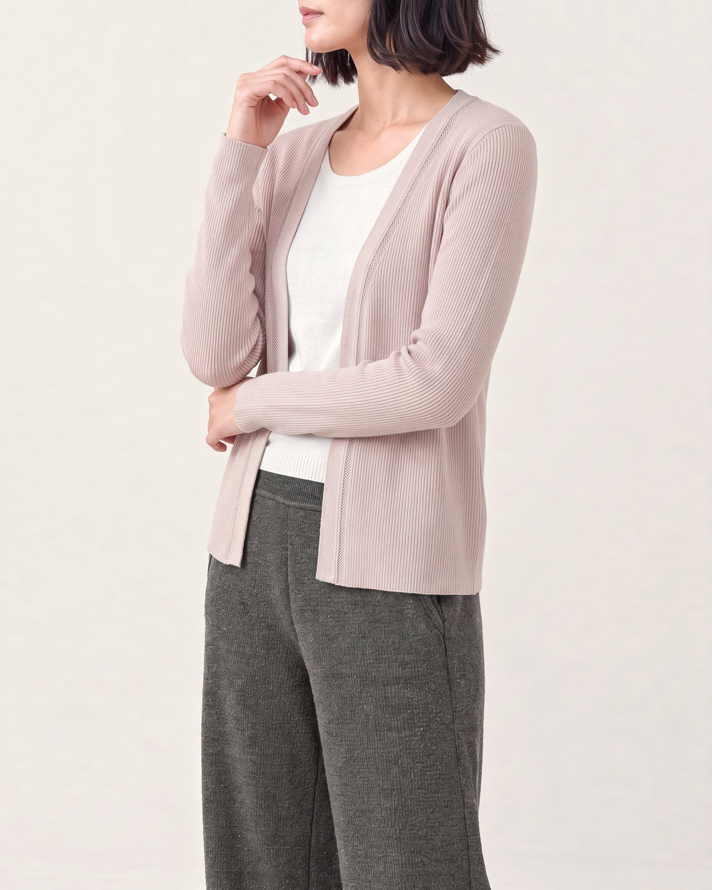 Cotton Silk Ribbed Cardigan