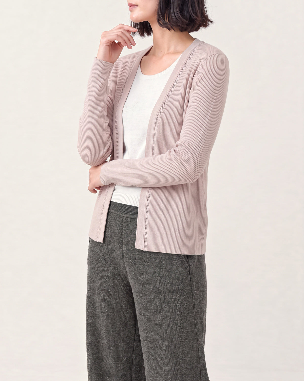 Cotton Silk Ribbed Cardigan