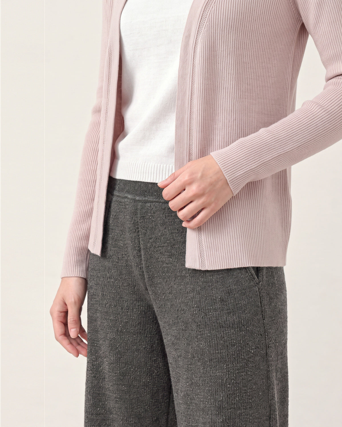 Cotton Silk Ribbed Cardigan