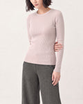 Cotton Silk Round Neck Ribbed Pullover