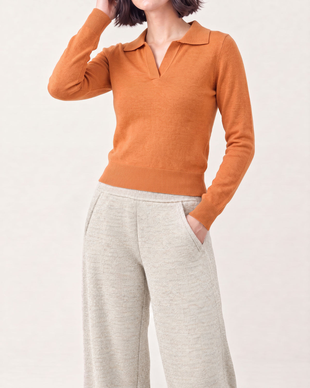 Cotton Blend Long Sleeves POLO