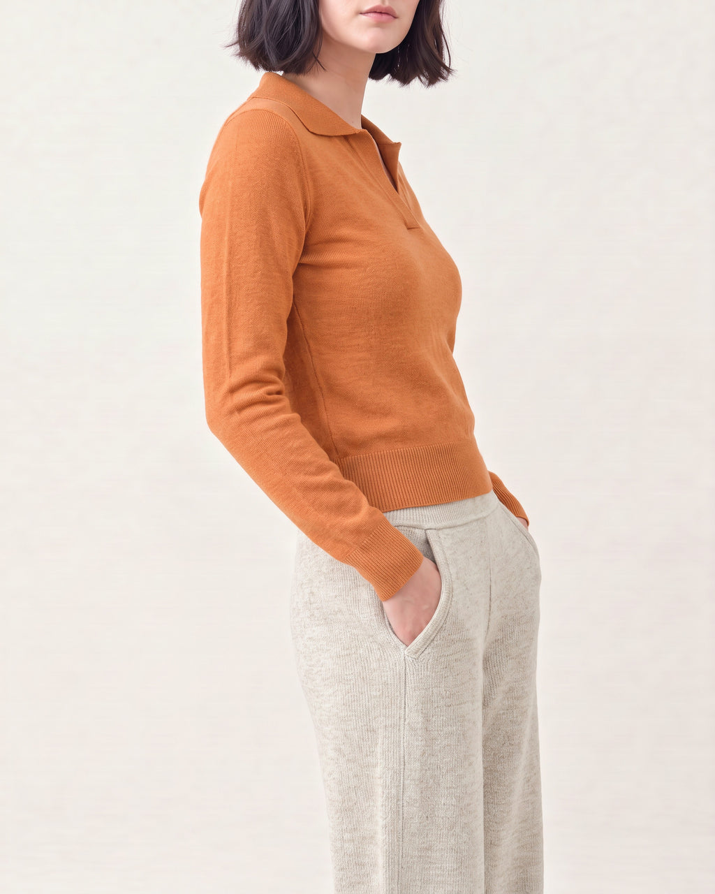 Cotton Blend Long Sleeves POLO