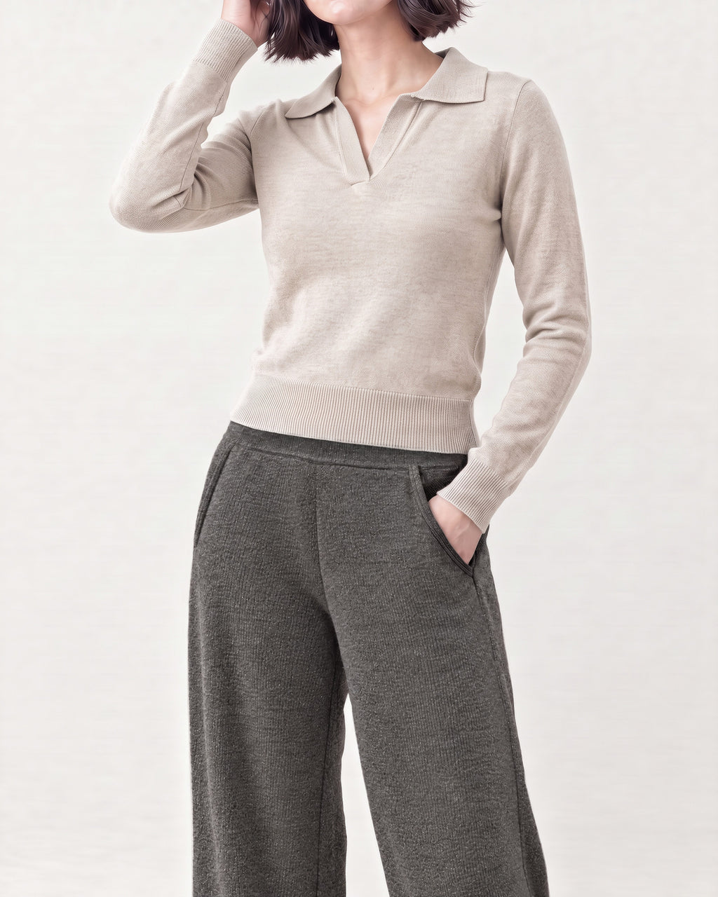 Cotton Blend Long Sleeves POLO