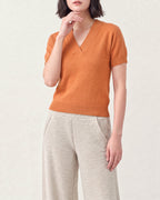 Cotton Blend V Neck Top